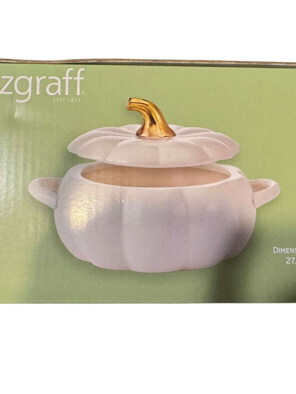 NWT Pfaltzgraff White Ceramic Pumpkin Casserole w/Lid 2 Quart/64 Ounces